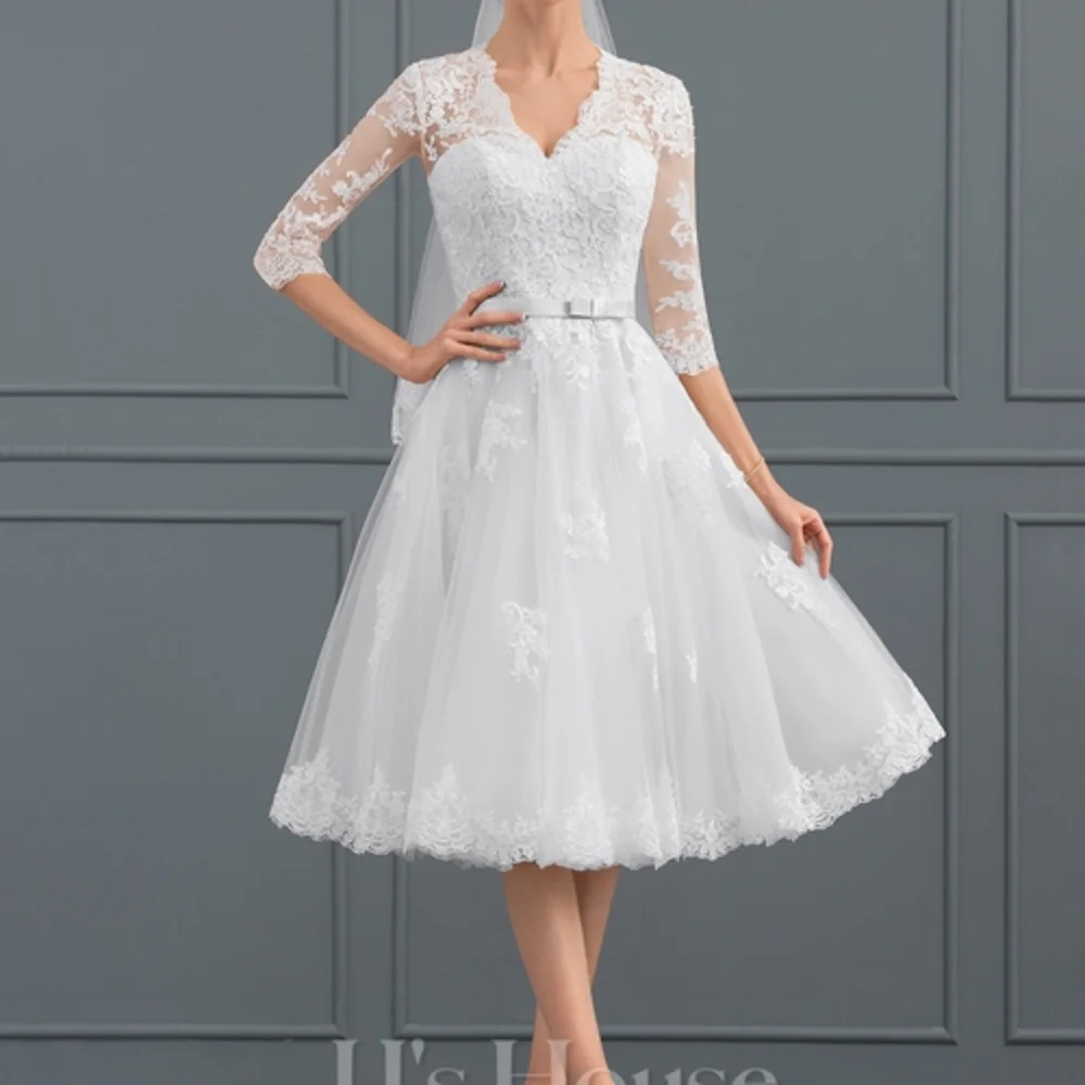 JJs House White Lace Wedding Dress - Picture 2 of 4